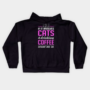 Cats and Drinking Coffee Funny Kids Hoodie